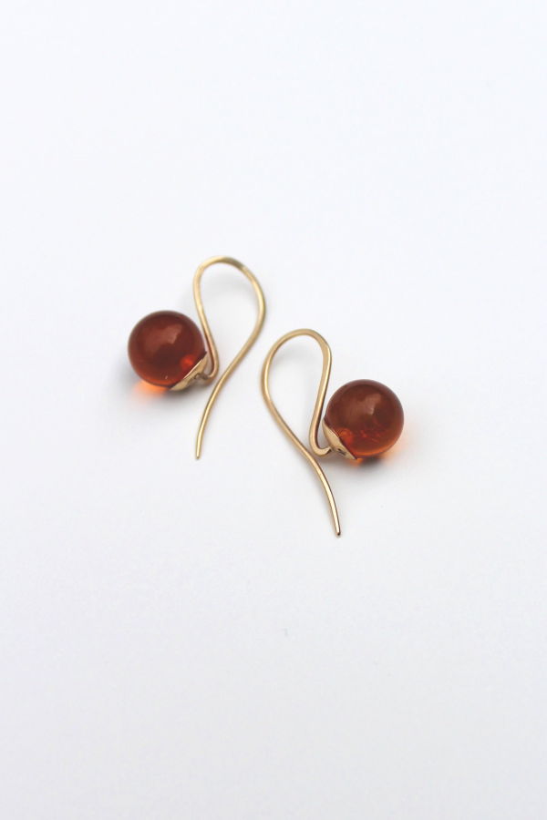 Lucent Curve Earrings - Amber & 14k Gold