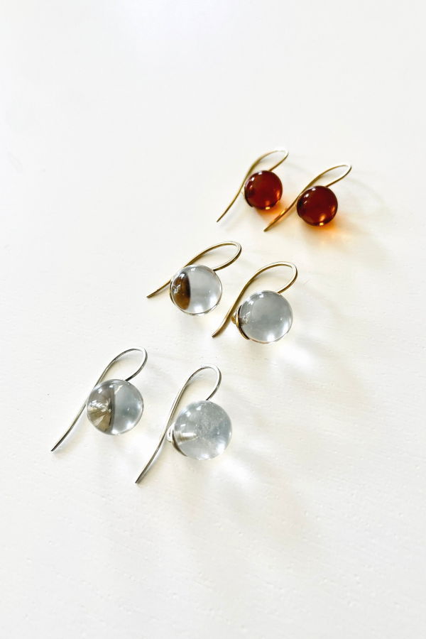 Lucent Curve Earrings - Amber & 14k Gold