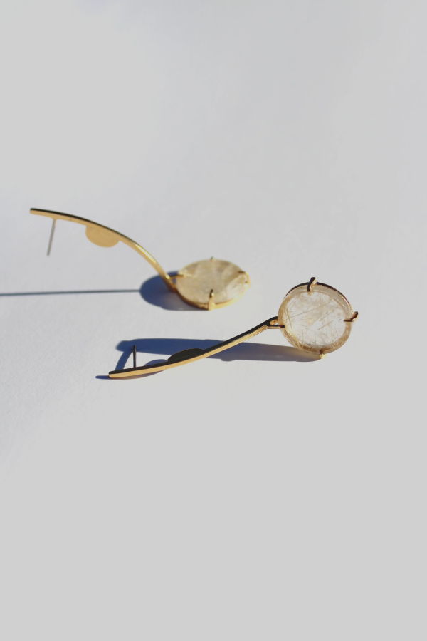 Note Earrings - Rutilated Quartz 