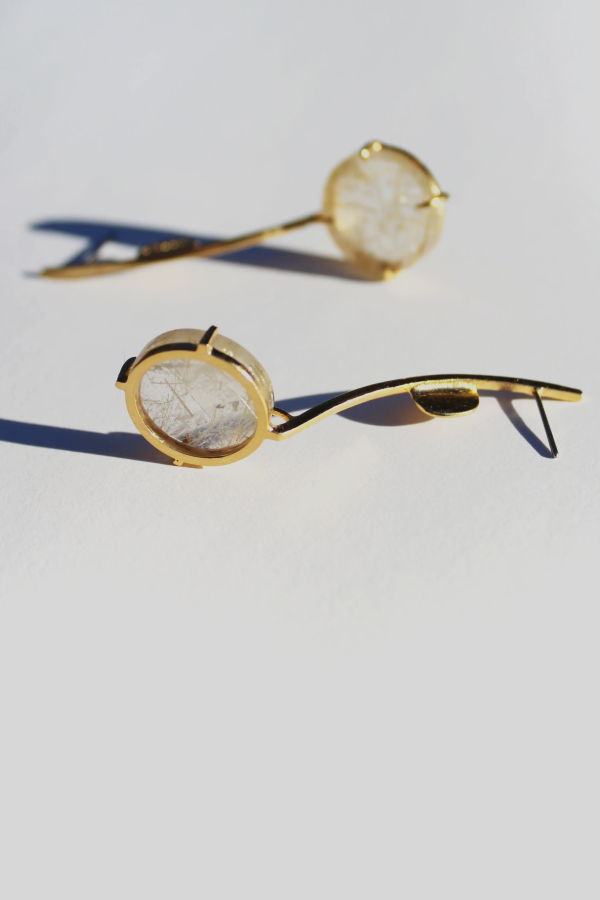 Note Earrings - Rutilated Quartz 