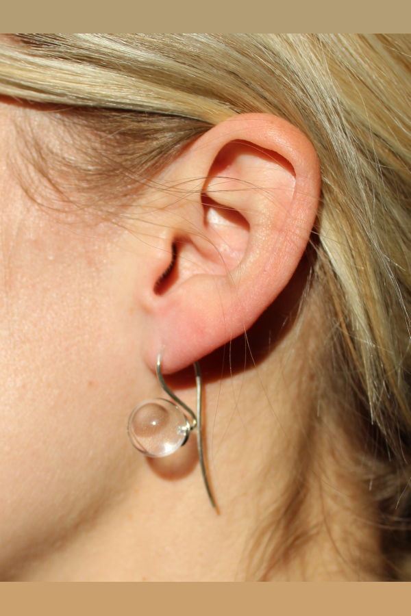 Lucent Curve Earrings - Clear Rock Crystal & Sterling Silver 