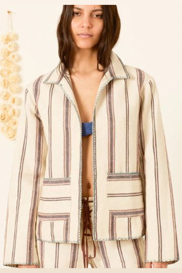 Alix Of Bohemia Francis Bark Stripe Jacket - Off White