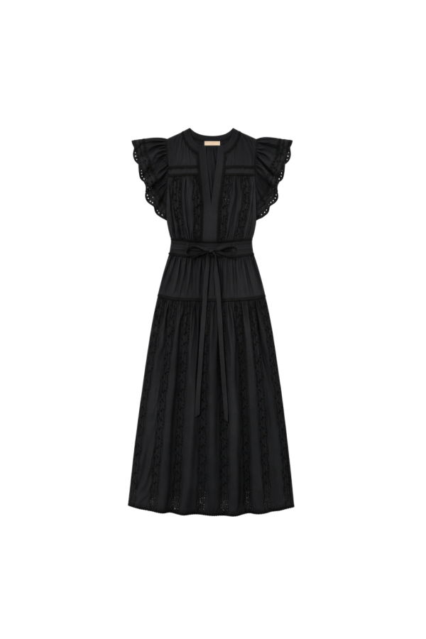 Ulla Johnson Dani Short Sleeve Cotton Dress - Noir