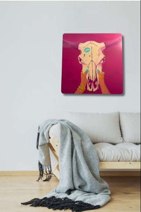 Brandt Woods Kissed the Cow Skull Original Painting Wall Art