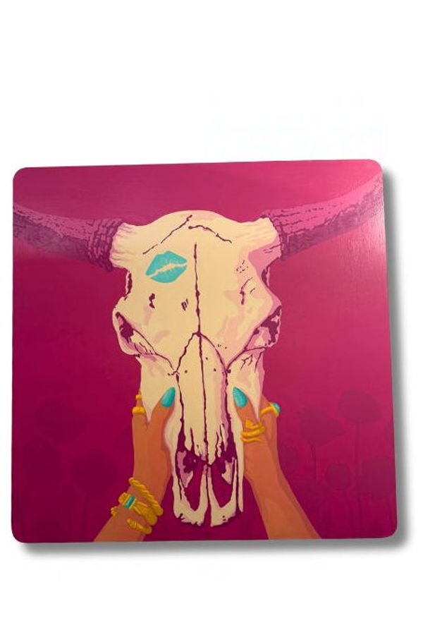 Brandt Woods Kissed the Cow Skull Original Painting Wall Art