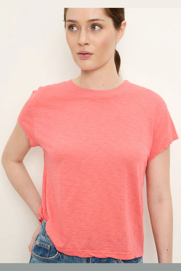 Michael Stars Grayson Crew Neck Top - Coral