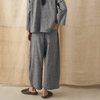 TOAST Pleated Melange Linen Cotton Trousers - Soft Charcoal - Thumbnail 2