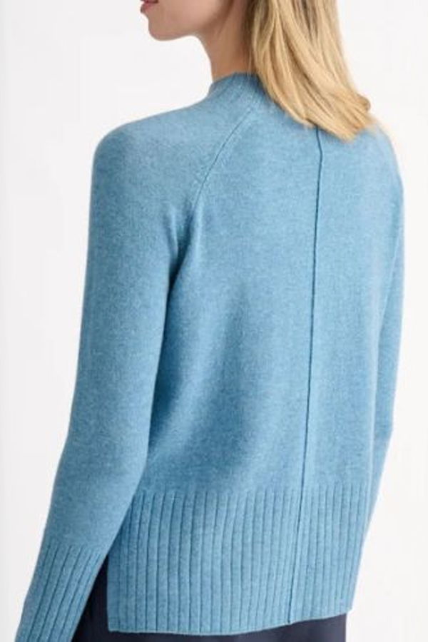Kinross Hi Low Rib Trim Funnel Sweater