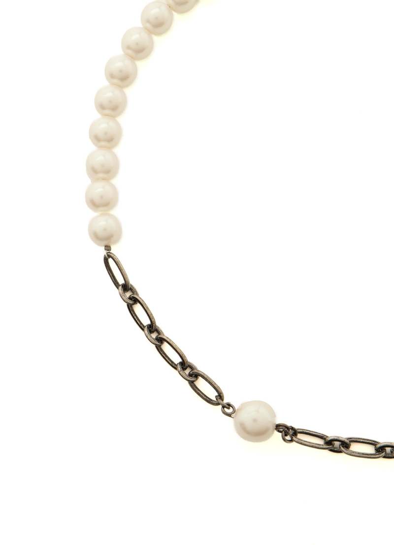 Y's Pearl and Chain Choker - Silver