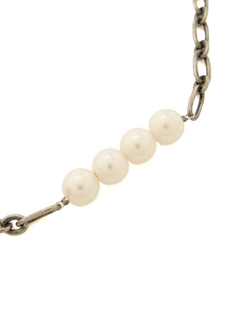 Y's Pearl and Chain Choker - Silver
