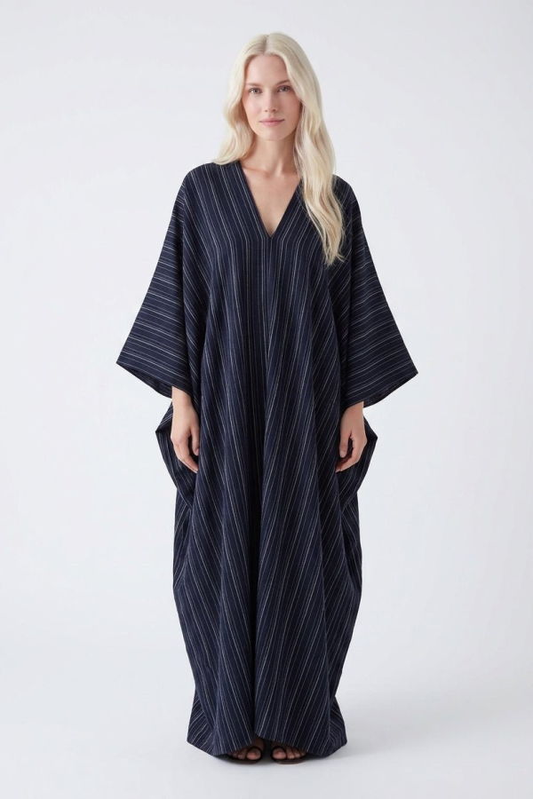 Jennafer Grace Federico Pinstripe Caftan Dress