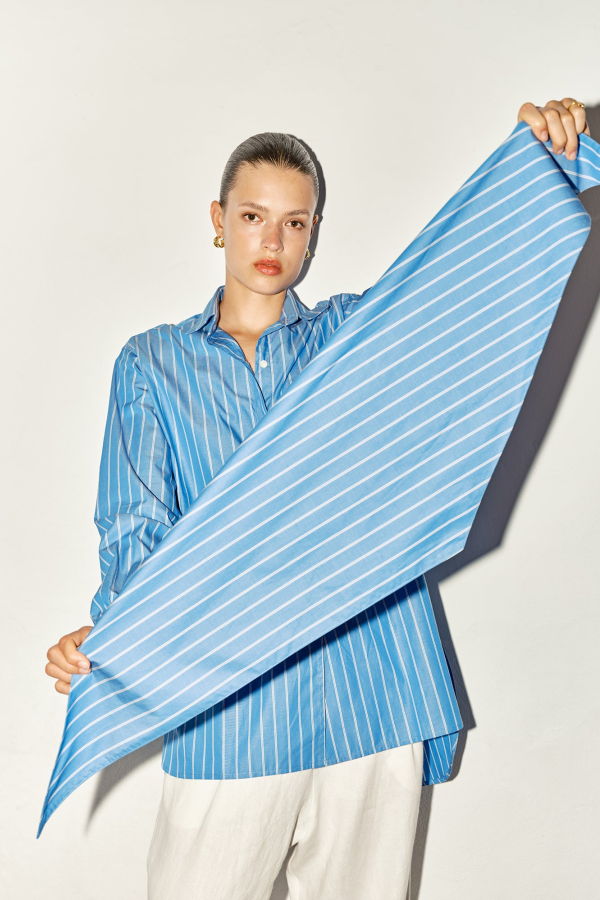 Datura Scarf - Egyptian Blue Striped