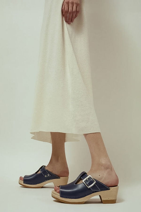No.6 T-Strap Mid Heel Clog - Ocean