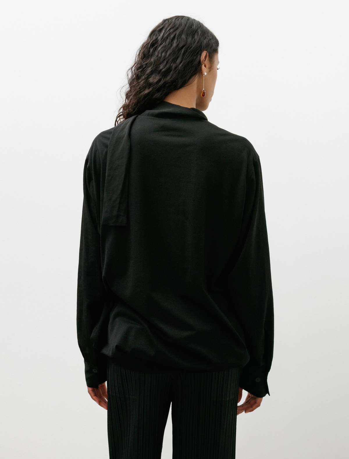 Y's by Yohji Yamamoto Tie Combination Blouse - Image 2 of 4