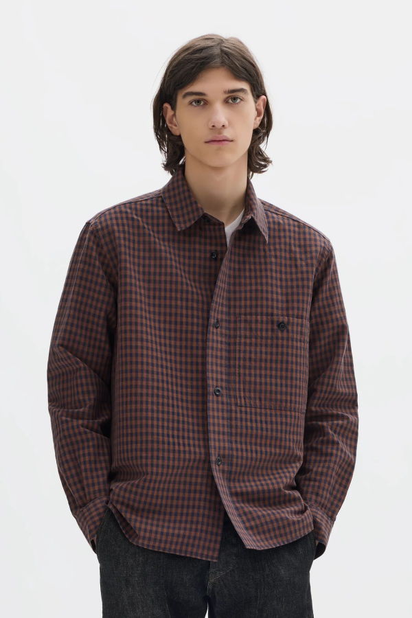 Margaret Howell Irregular Cotton Linen Overall Shirt - Gingham