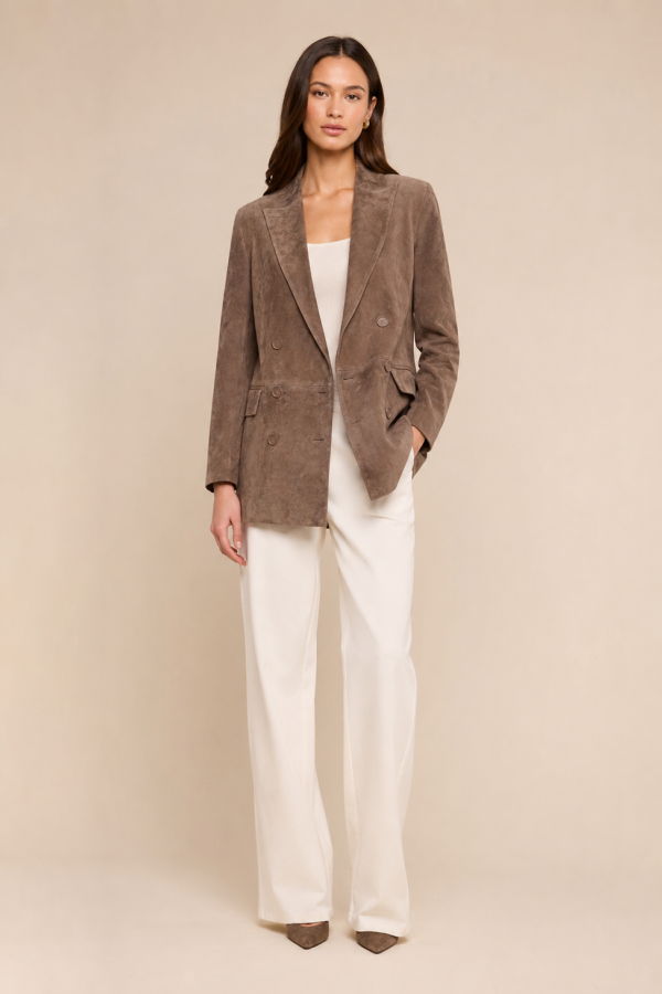 L'agence Aimee Oversized Suede Blazer - Cardamom Suede