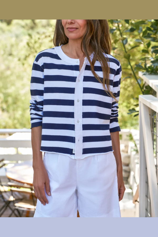 Frank & Eileen Jackie T-Shirt Cardigan - Nautical Stripe