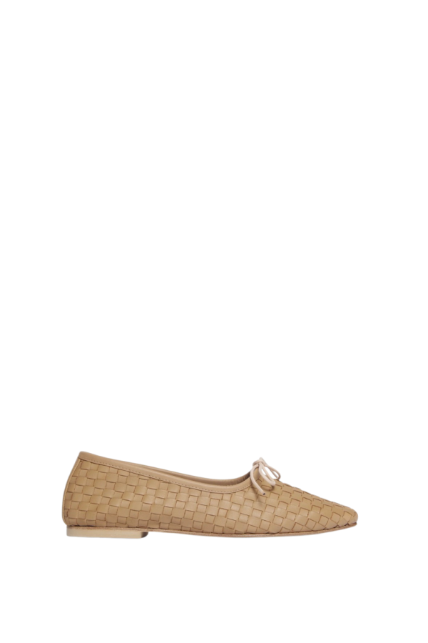 FRĒDA SALVADOR Jada Square Toe Woven Flat - Latte