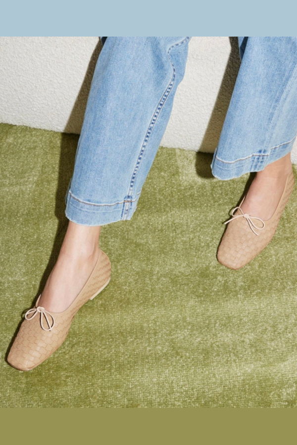 FRĒDA SALVADOR Jada Square Toe Woven Flat - Latte