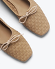 FRĒDA SALVADOR Jada Square Toe Woven Flat - Latte - Thumbnail 3