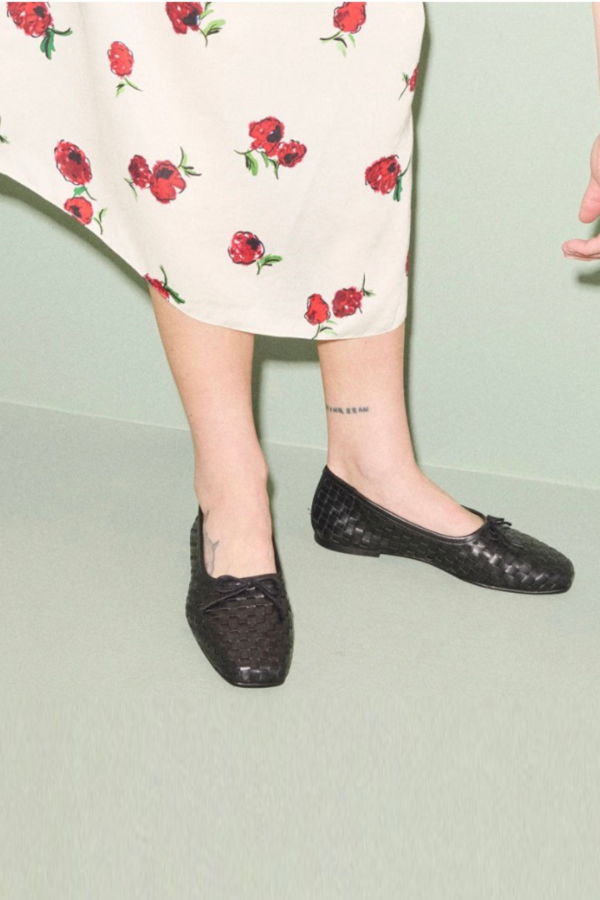 FRĒDA SALVADOR Jada Square Toe Woven Flat - Black