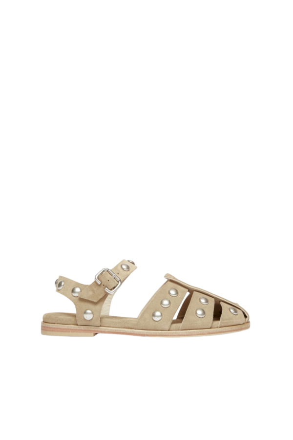 FRĒDA SALVADOR Sera Fisherman Sandal - Stucco Suede/Silver Studs