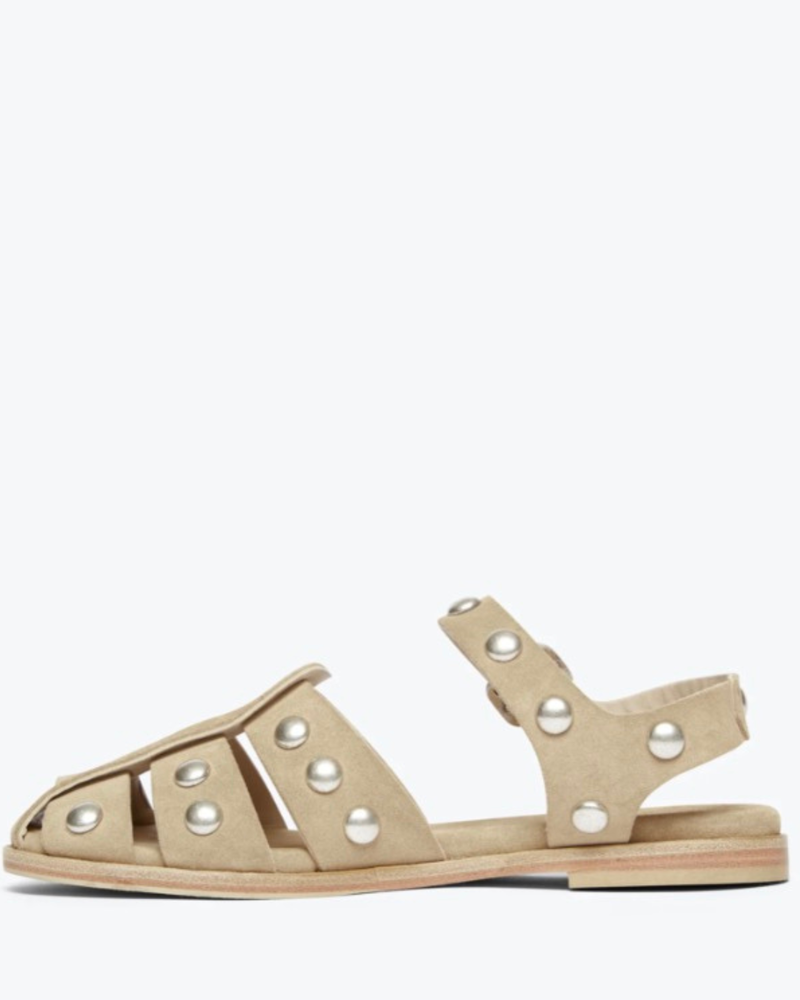 FRDA SALVADOR Sera Fisherman Sandal - Stucco Suede/Silver Studs