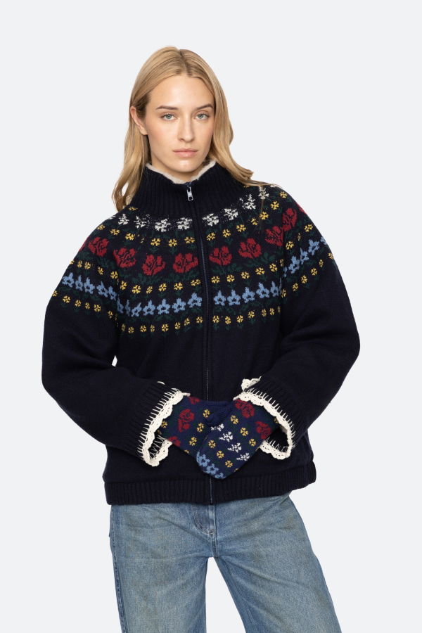 Sea NY Preston Knit Mittens - Navy
