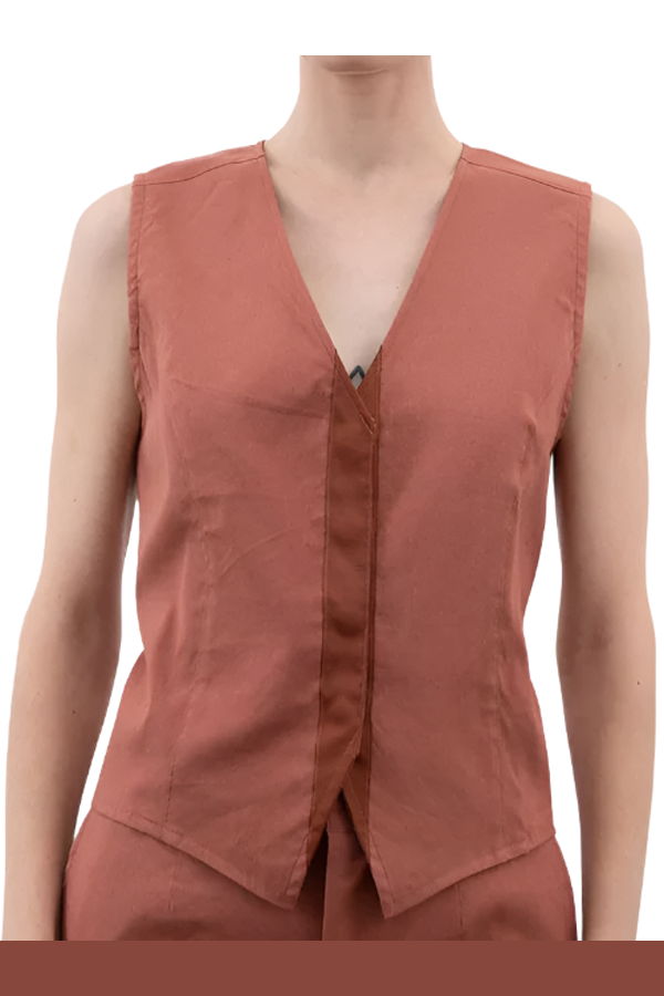 Elaine Kim Willoh Stretch Linen Vest - Terracotta