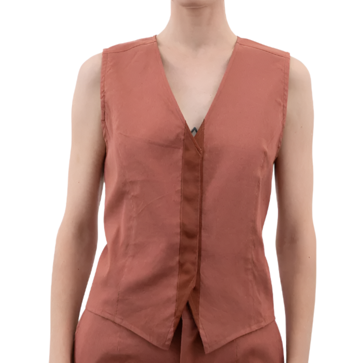 Elaine Kim Willoh Stretch Linen Vest - Terracotta - Image 1 of 3