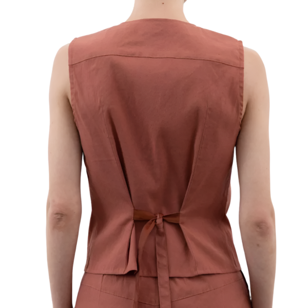 Elaine Kim Willoh Stretch Linen Vest - Terracotta