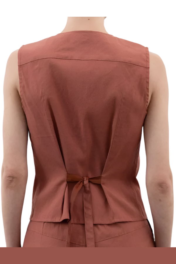 Elaine Kim Willoh Stretch Linen Vest - Terracotta