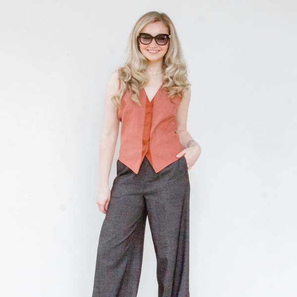 Elaine Kim Willoh Stretch Linen Vest - Terracotta