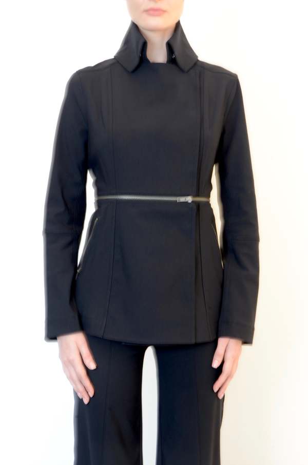 Elaine Kim Tech Stretch Zip Off Moto Jacket - Black