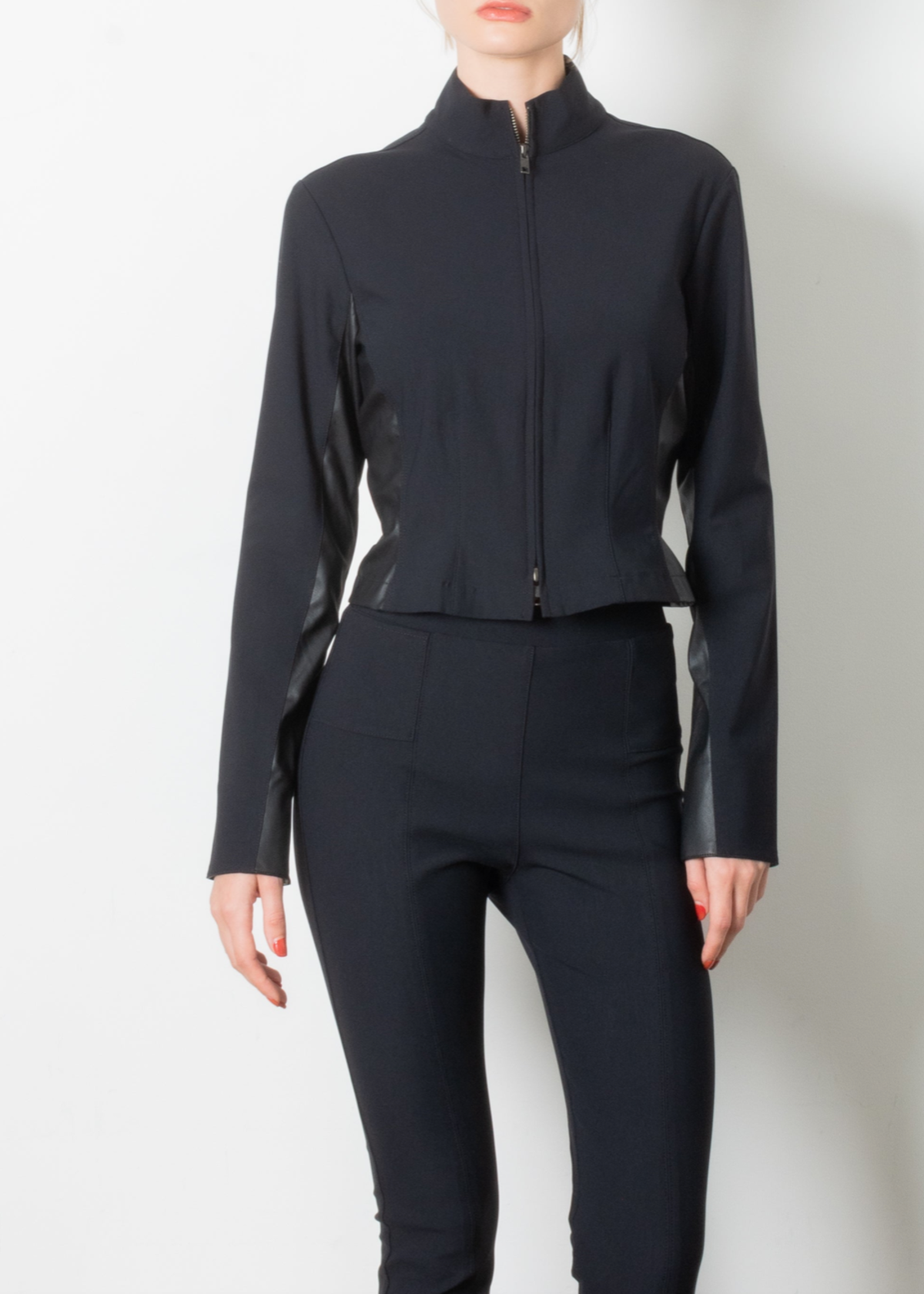 Elaine Kim Trieste Tech Stretch Scuba Zip Top - Black - Image 1 of 1
