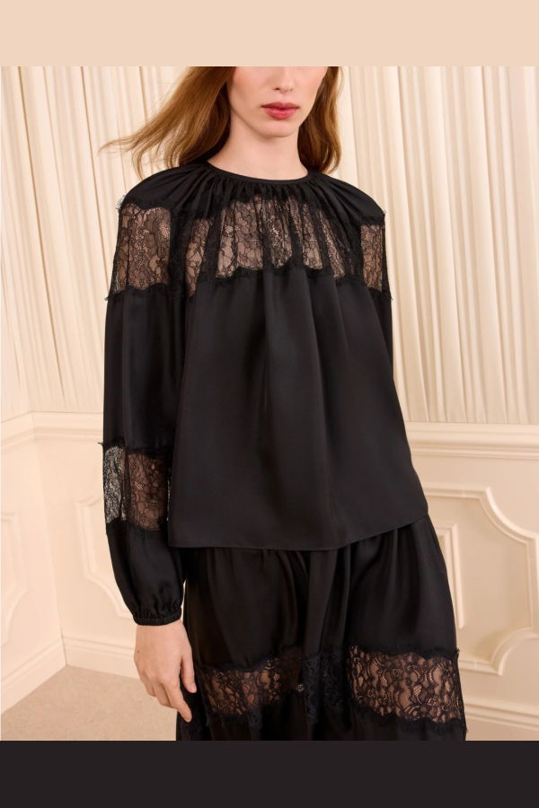 Ulla Johnson Bess Long Sleeve Silk Blouse - Noir