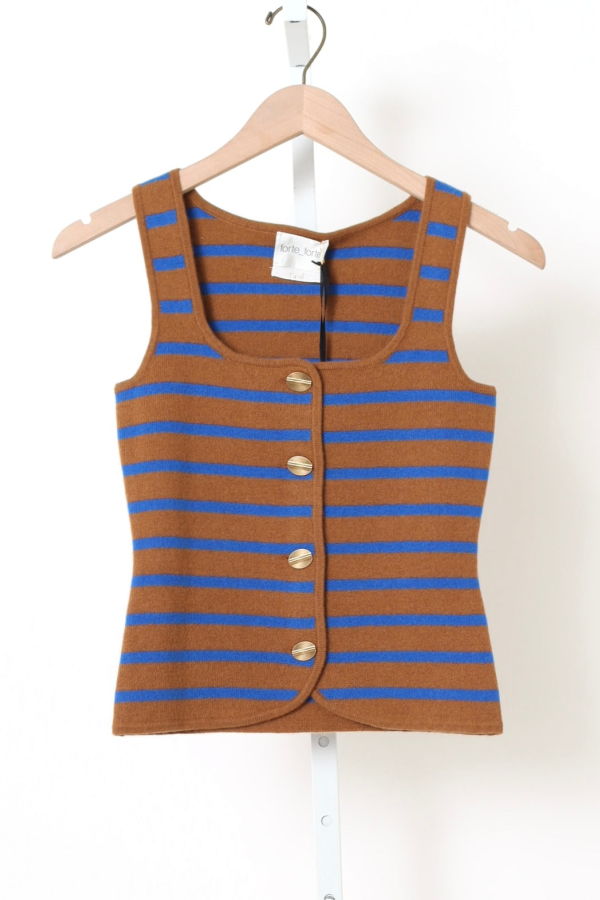 Forte Forte My Knit Striped Bustier Vest - Caramello