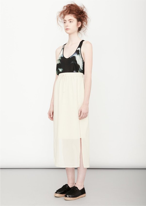 Berenik LONG SIDE SLOTS AIRY MESH SKIRT - Creme