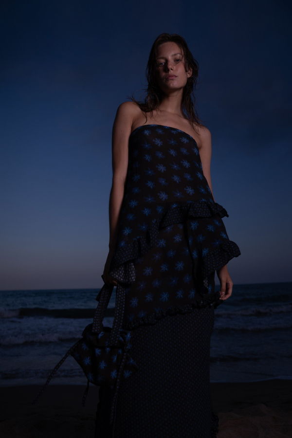 Carmen Says Palma Flower Print Strapless Asymmetric Top