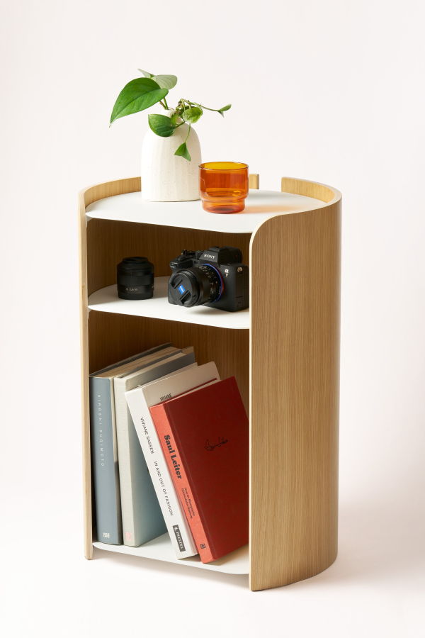 Yamazaki Home Steel + Wood Contour Side Table