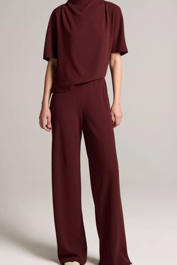 VINCE Colette High-Rise Crepe Bias Pant - Black Rose