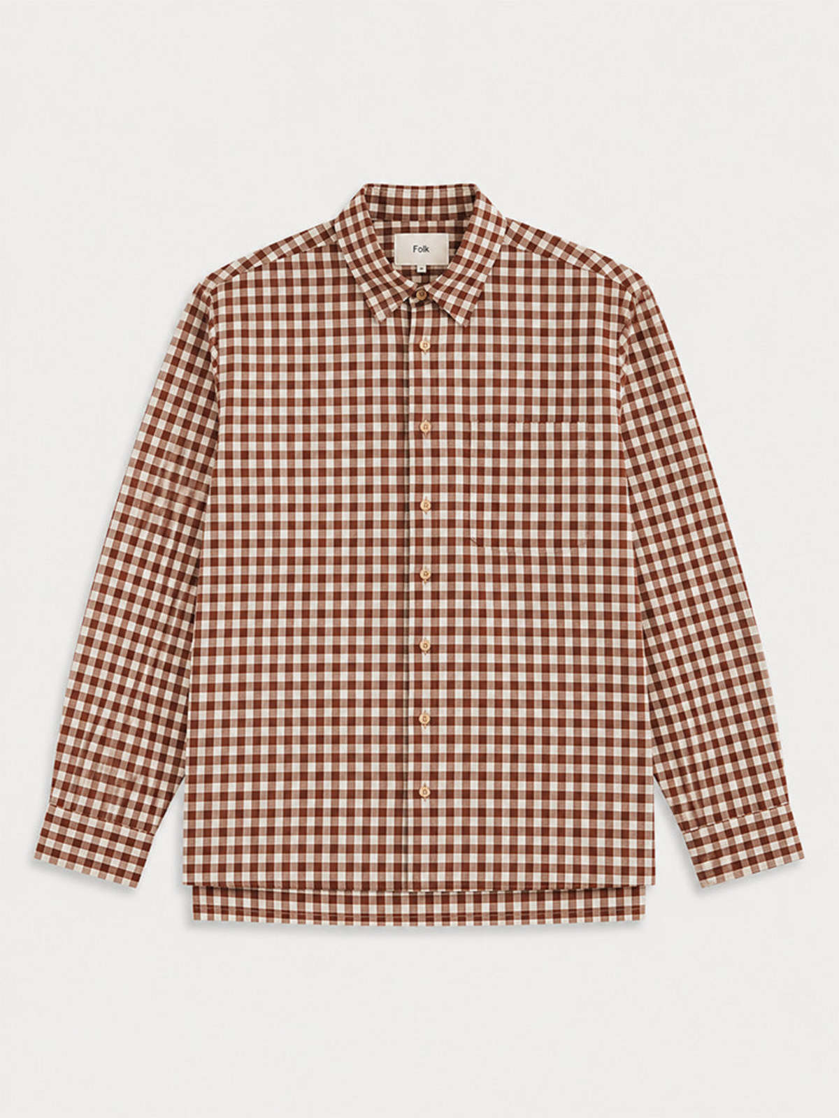 FOLK Easy Fit Shirt - Clay/Cream Gingham - Image 1 of 6