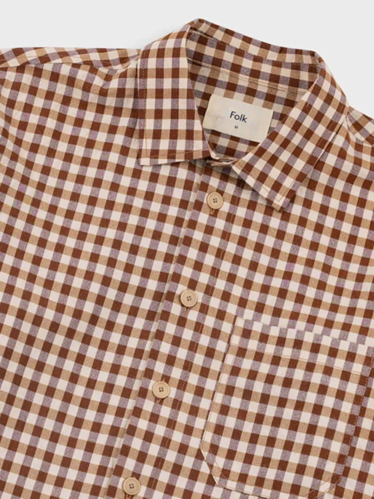 FOLK Easy Fit Shirt - Clay/Cream Gingham - Image 5 of 6