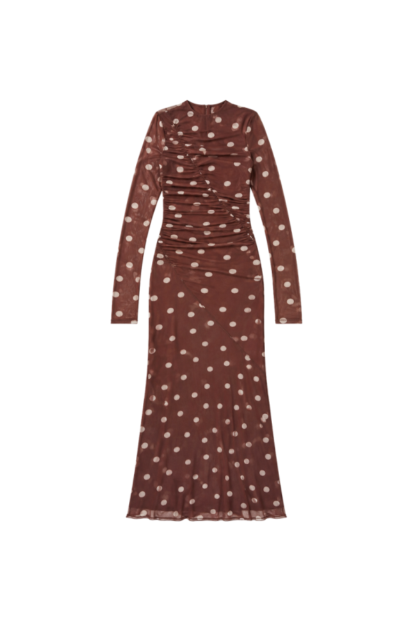 Kivari Edie Mesh Maxi Dress - Brown