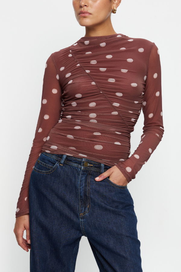 Kivari Edie Mesh Top - Brown
