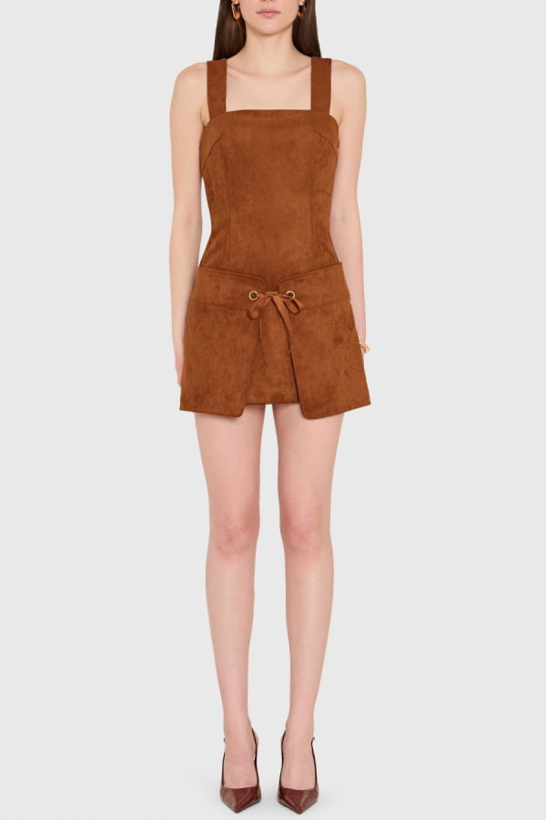 Amanda Uprichard Robin Romper - Chestnut