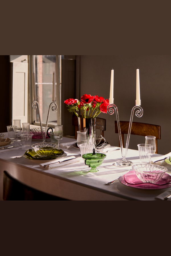Sophie Lou Jacobsen Double Stem Spiral Candleholder - Clear