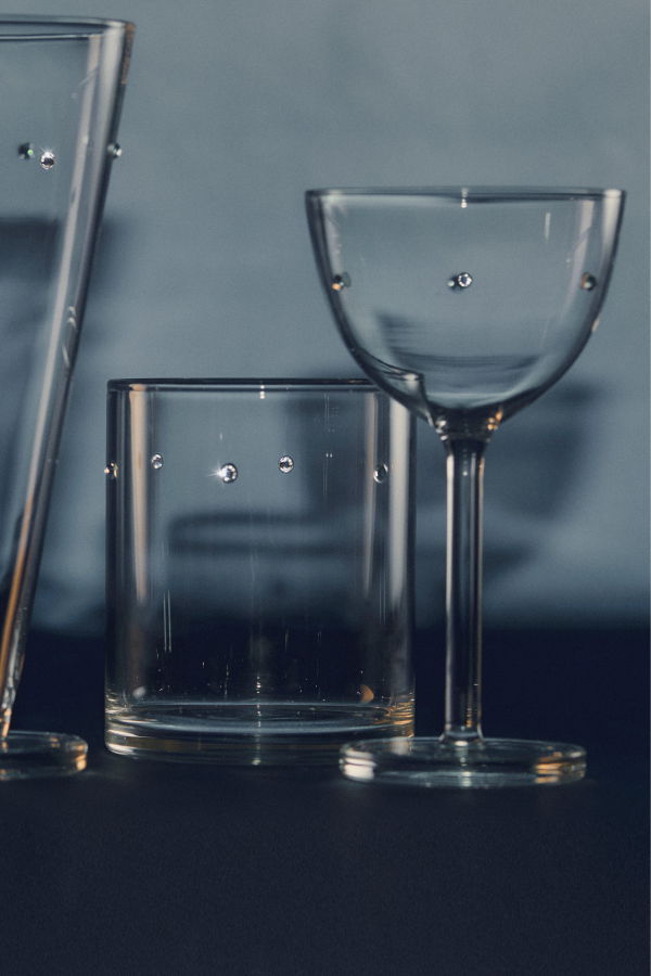 Sophie Lou Jacobsen Firenze Nick & Nora Glass Set - Clear w/ Swarovski Crystal