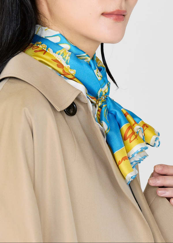MANIPURI Flora Silk Scarf - Blue | Garmentory