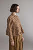 amente Printed Pleated Blouse - Gold/Cream - Thumbnail 4